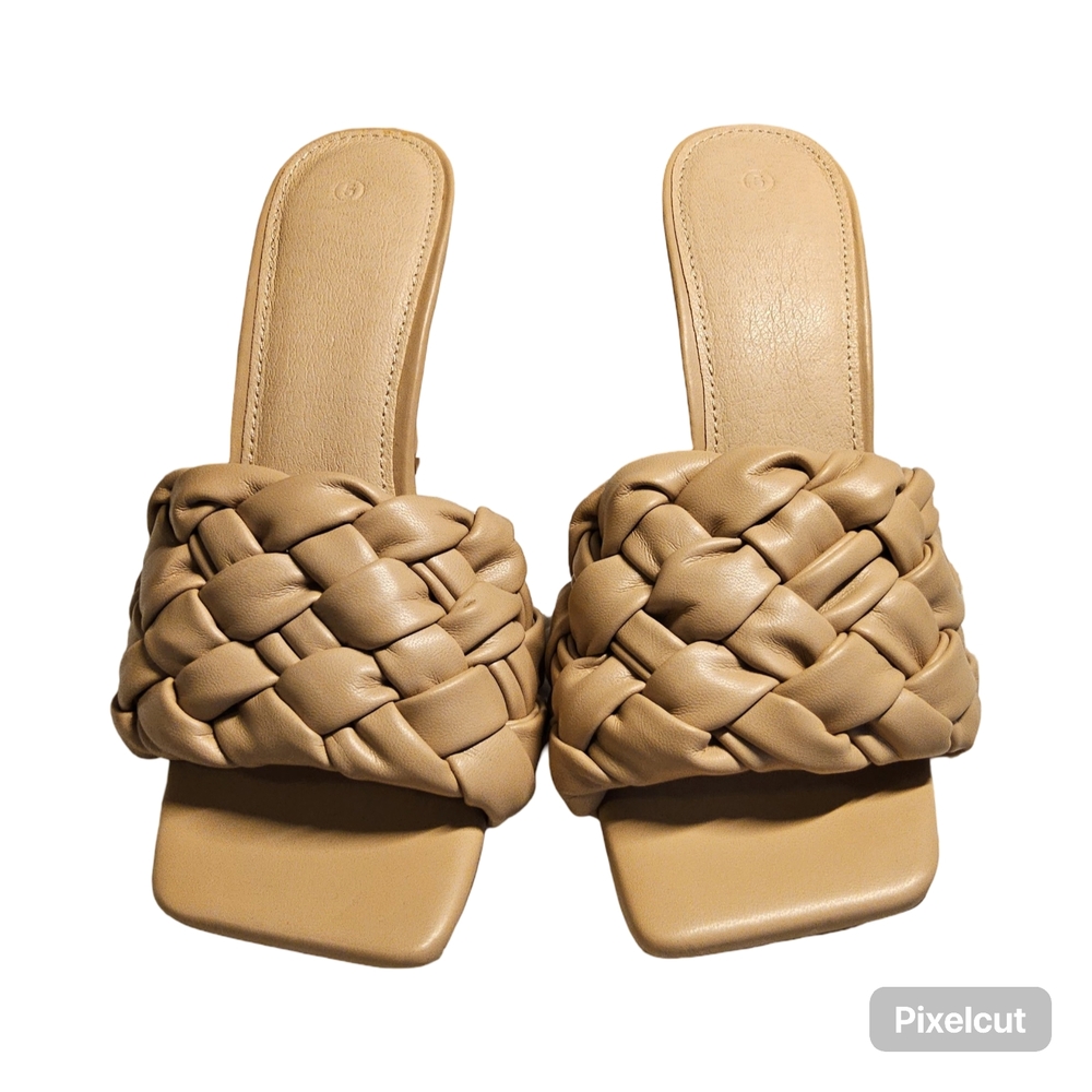 Preloved Size 5 Tan Braided open toe Heels - Picture 9 of 9
